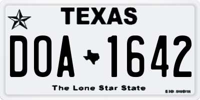 TX license plate DOA1642