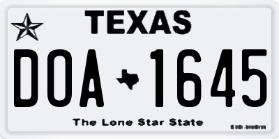 TX license plate DOA1645