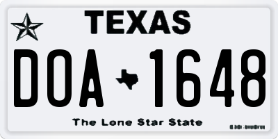 TX license plate DOA1648