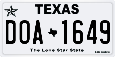 TX license plate DOA1649