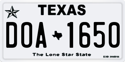 TX license plate DOA1650