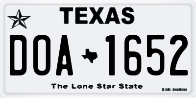 TX license plate DOA1652