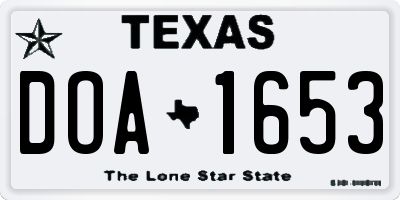 TX license plate DOA1653