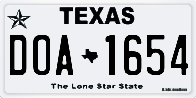 TX license plate DOA1654