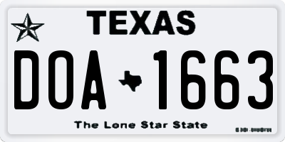 TX license plate DOA1663