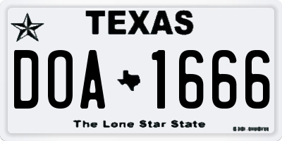 TX license plate DOA1666