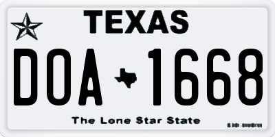 TX license plate DOA1668