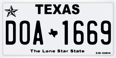 TX license plate DOA1669