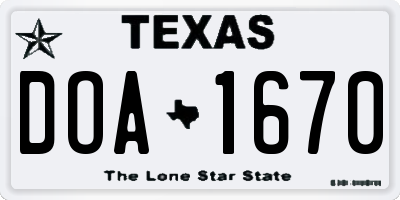 TX license plate DOA1670