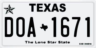 TX license plate DOA1671