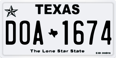 TX license plate DOA1674