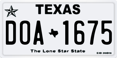 TX license plate DOA1675