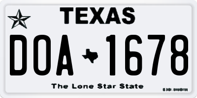 TX license plate DOA1678