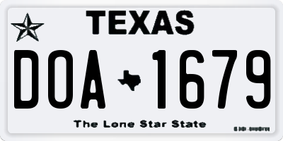 TX license plate DOA1679