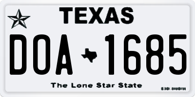 TX license plate DOA1685