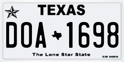 TX license plate DOA1698