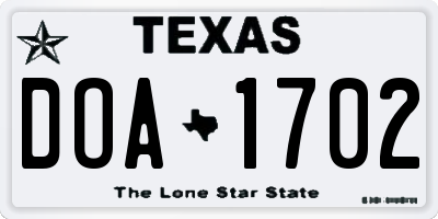 TX license plate DOA1702