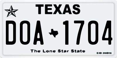 TX license plate DOA1704