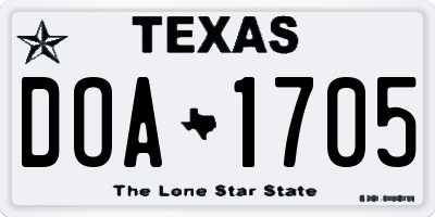 TX license plate DOA1705