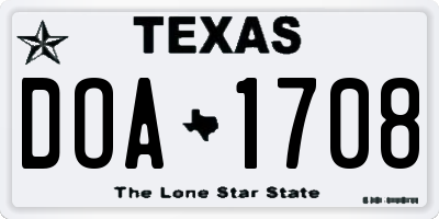 TX license plate DOA1708