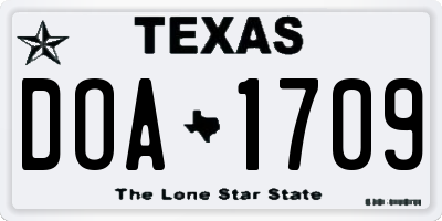 TX license plate DOA1709