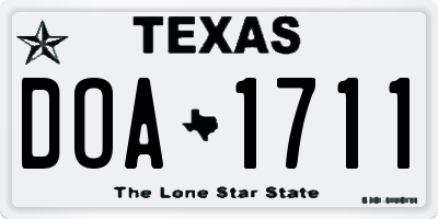 TX license plate DOA1711