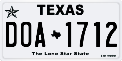 TX license plate DOA1712