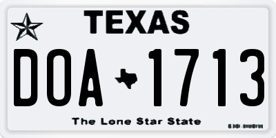 TX license plate DOA1713
