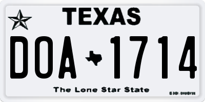 TX license plate DOA1714