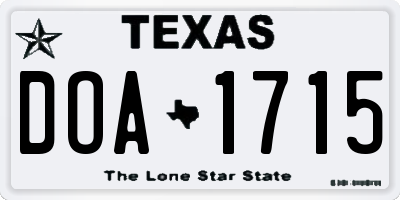 TX license plate DOA1715