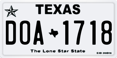 TX license plate DOA1718