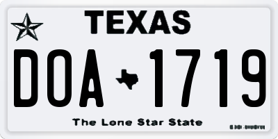 TX license plate DOA1719