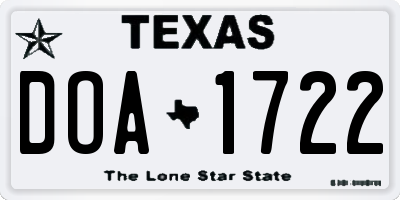 TX license plate DOA1722