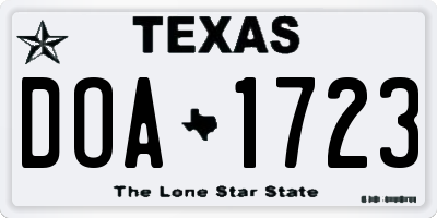 TX license plate DOA1723