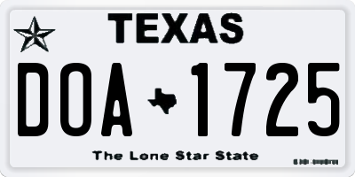 TX license plate DOA1725