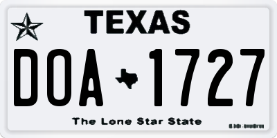 TX license plate DOA1727