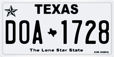 TX license plate DOA1728