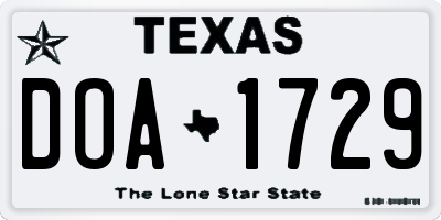 TX license plate DOA1729