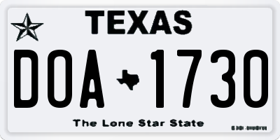TX license plate DOA1730