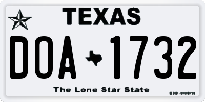 TX license plate DOA1732