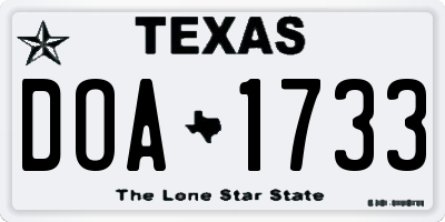 TX license plate DOA1733