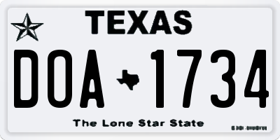 TX license plate DOA1734