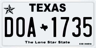 TX license plate DOA1735