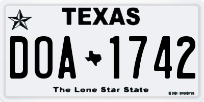 TX license plate DOA1742