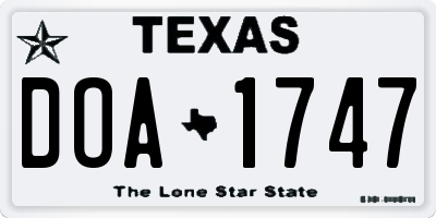 TX license plate DOA1747