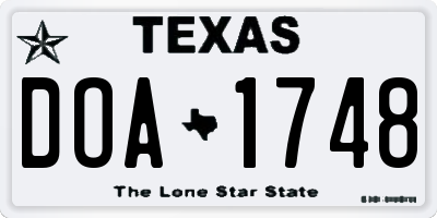 TX license plate DOA1748