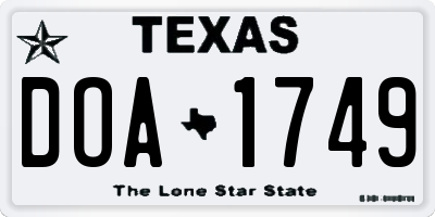 TX license plate DOA1749