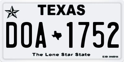 TX license plate DOA1752