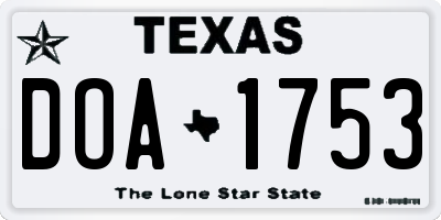 TX license plate DOA1753