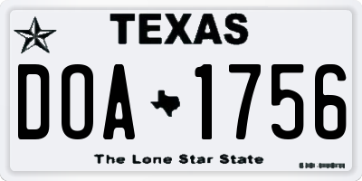TX license plate DOA1756